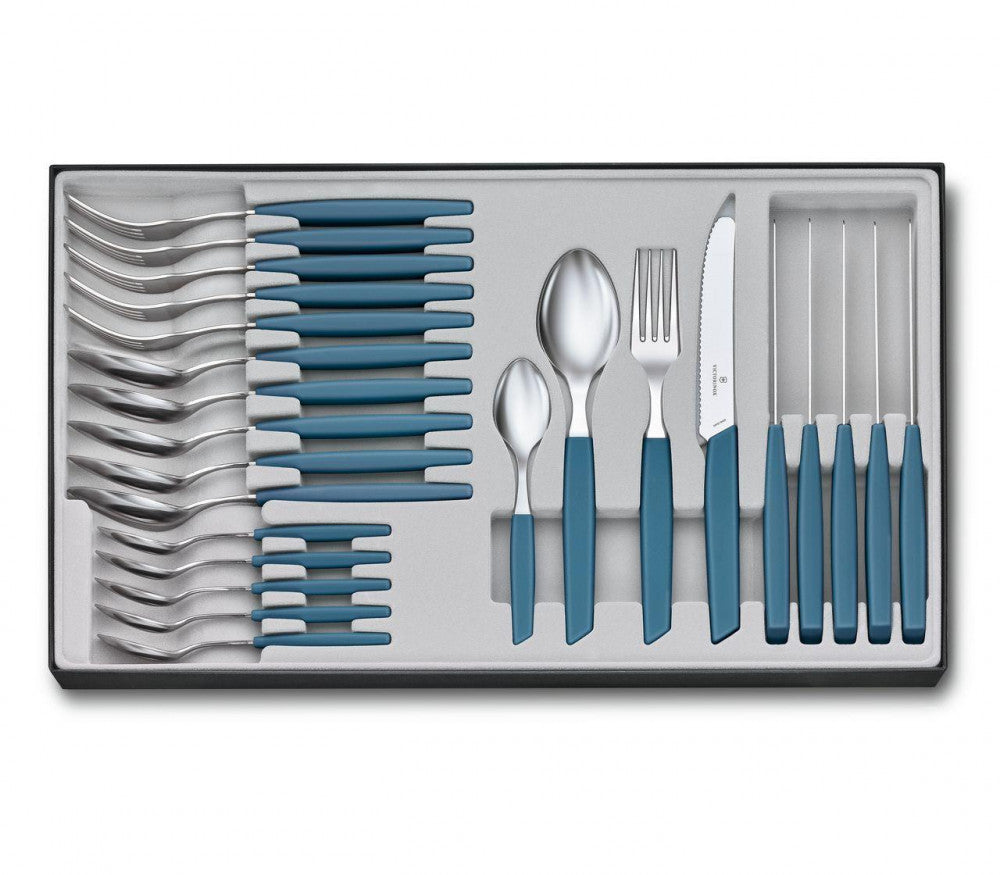 Swiss Modern Cutlery Set 24 Pieces – Cornflower Blue